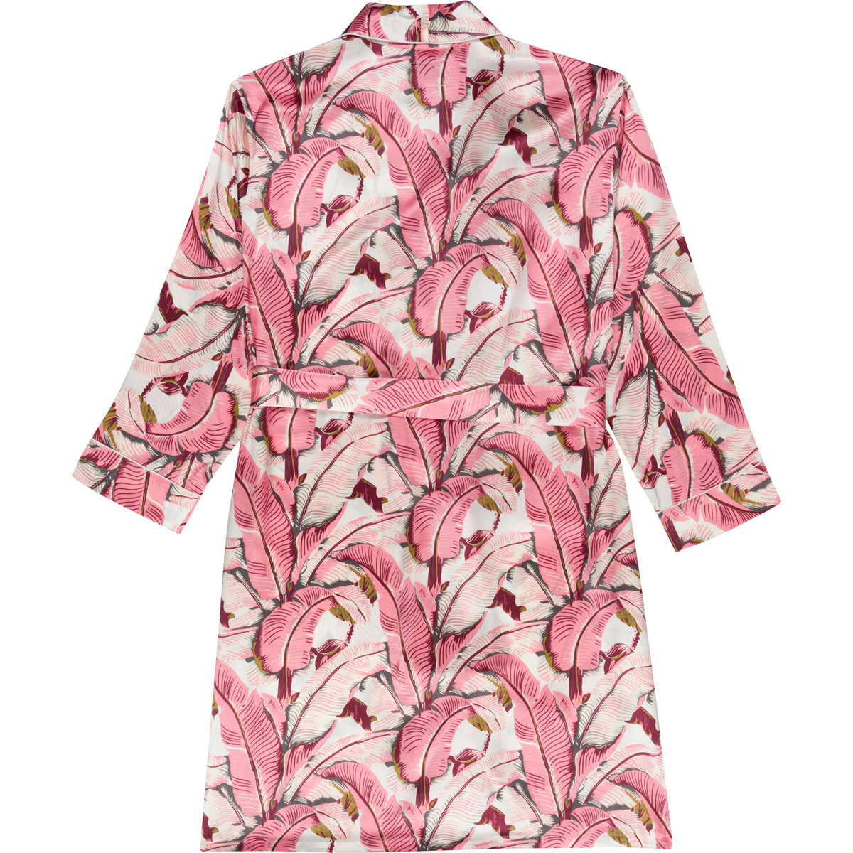 Women's Banana Leaf Pink Robe - SILK