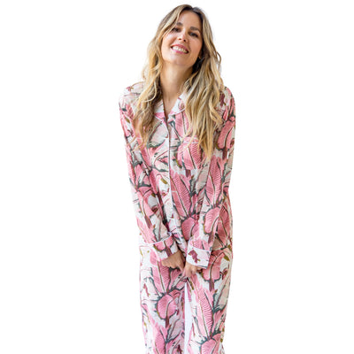 Women's Pink Martinique®, Banana Leaf  Shirt + PJ Pant Set