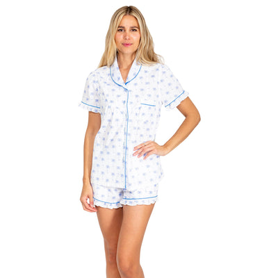 Women's Blue Palm Tree Shirt + Boxer Short Set