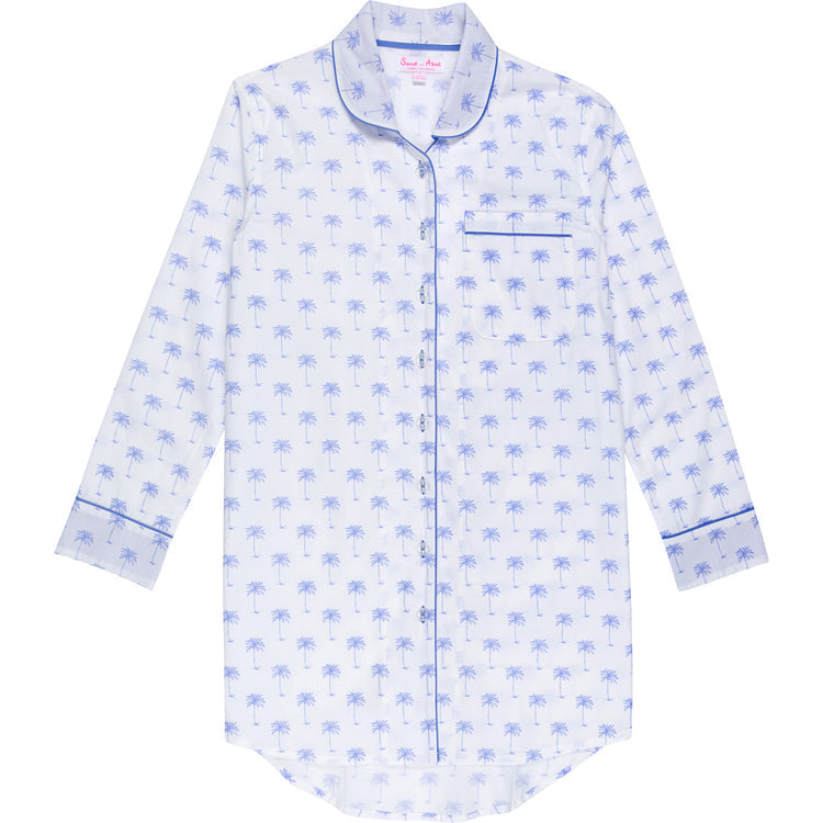 Women's Blue Palm Tree Night Shirt