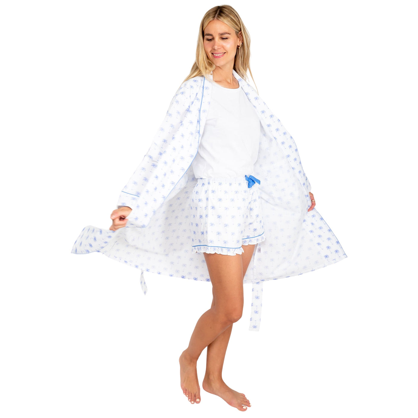 Women's Blue Palm Tree Robe