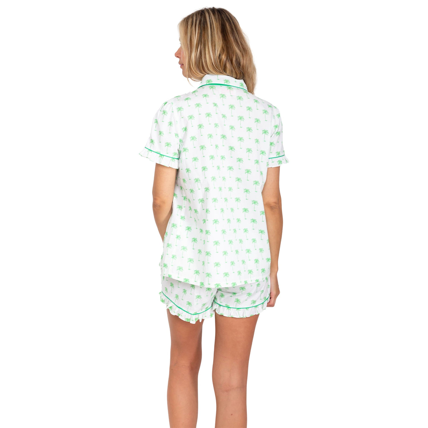 Women's Green Palm Tree Shirt + Boxer Short Set