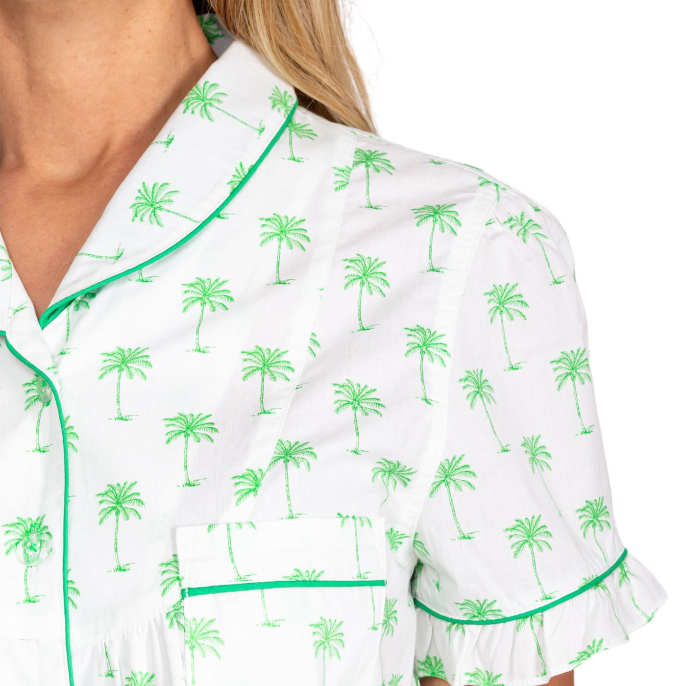 Women's Green Palm Tree Shirt + Boxer Short Set