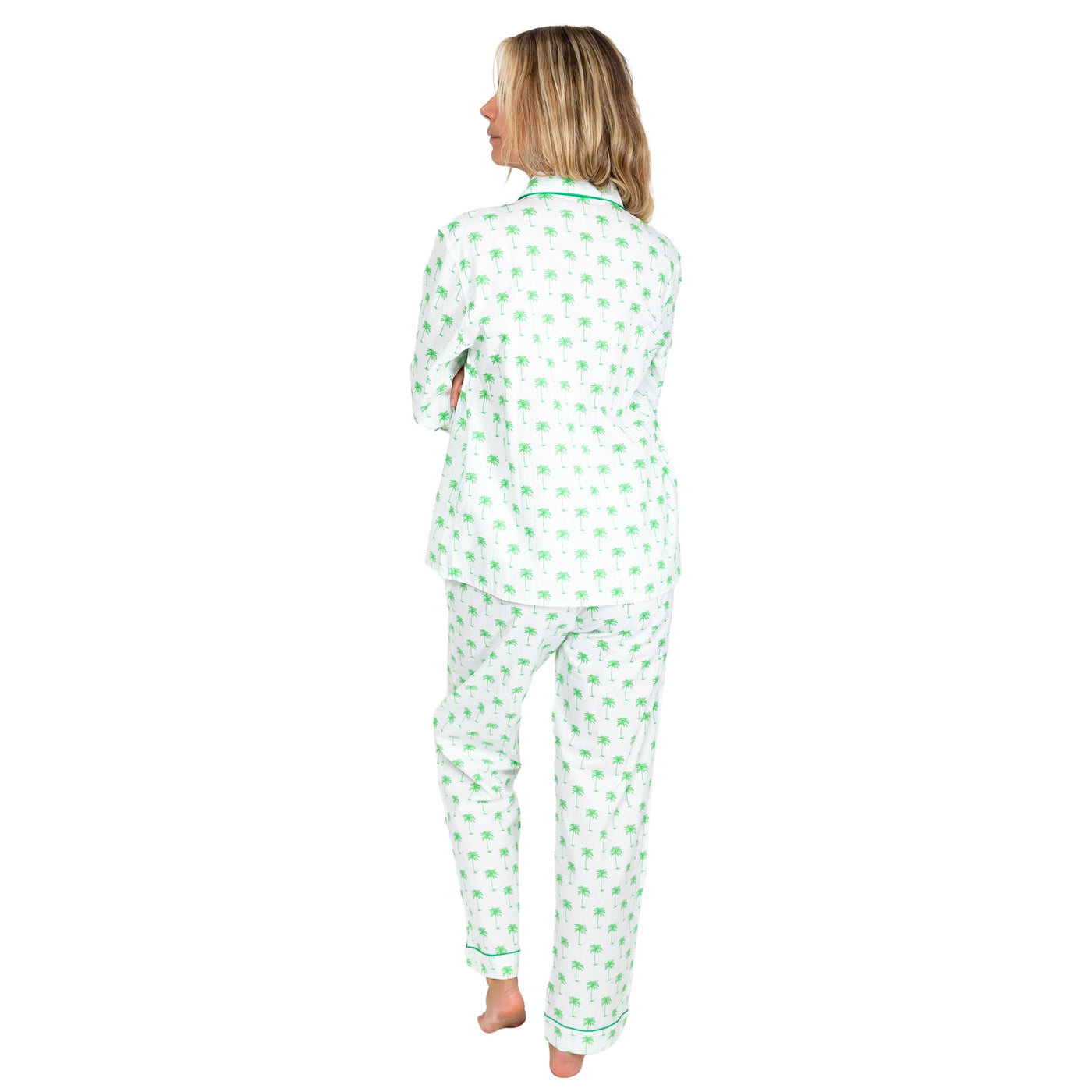 Women's Green Palm Tree Shirt + PJ Pant Set