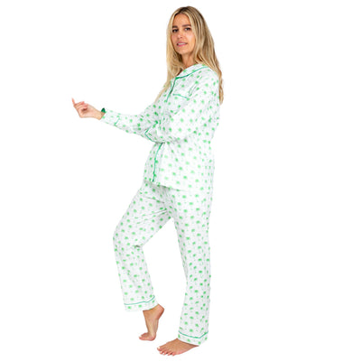 Women's Green Palm Tree Shirt + PJ Pant Set