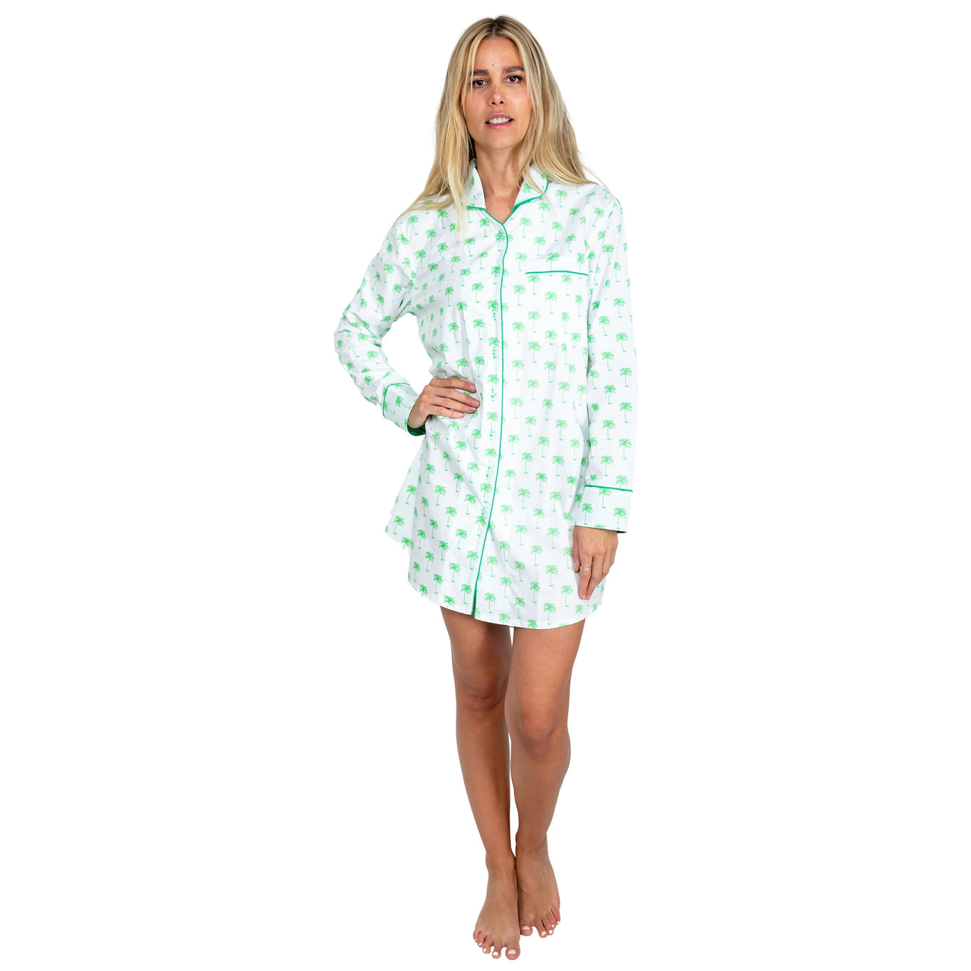 Women's Green Palm Tree Night Shirt