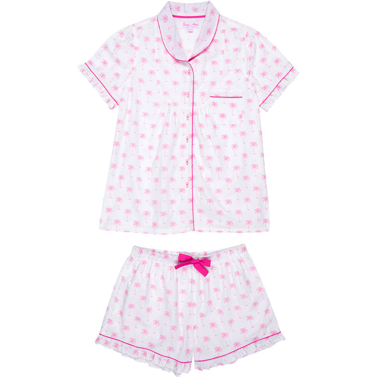 Women's Pink Palm Tree SS Shirt + Boxer Set