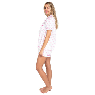 Women's Pink Palm Tree SS Shirt + Boxer Set