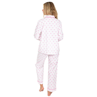 Women's Pink Palm Tree Long PJ Set